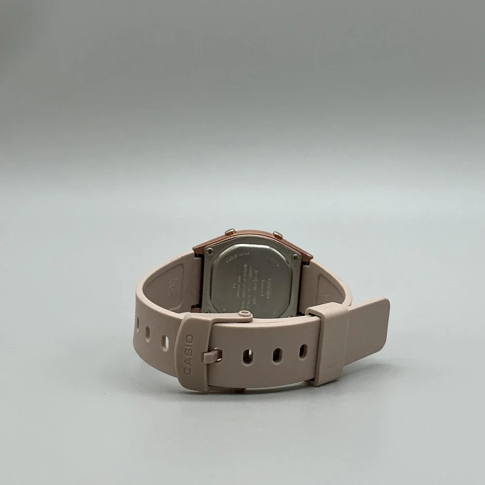 Casio 3299 LW-204 Womens Watch 35mm White Digital Beige Strap 30M WR Alarm